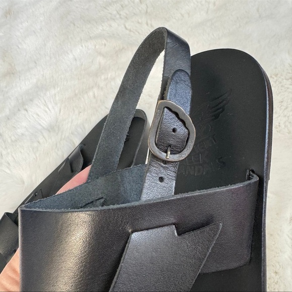 Ancient Greek Sandals Lightening Bolt Black Leather Gladiator Sandals Size 41 - Picture 6 of 10